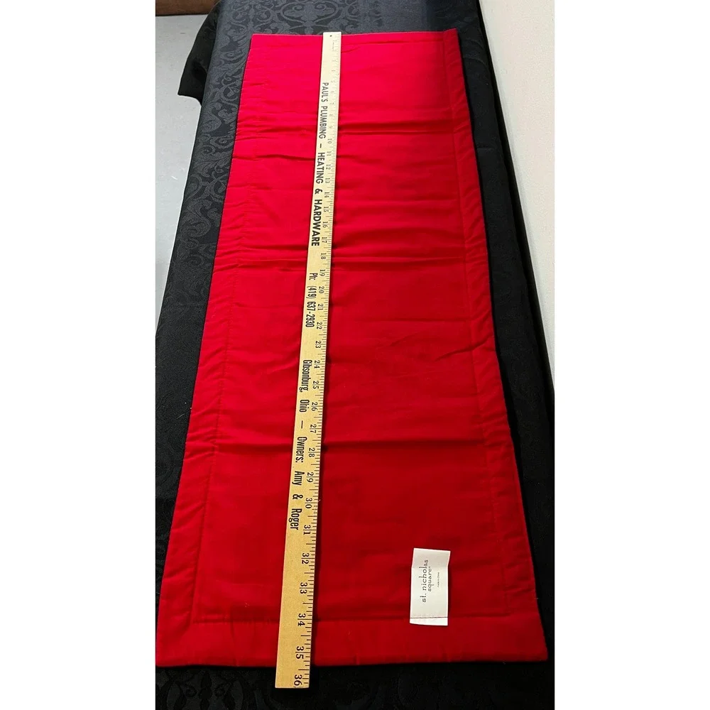 St Nicholas Square Christmas Table Runner Warm Wishes Red Truck Snowman 13x35